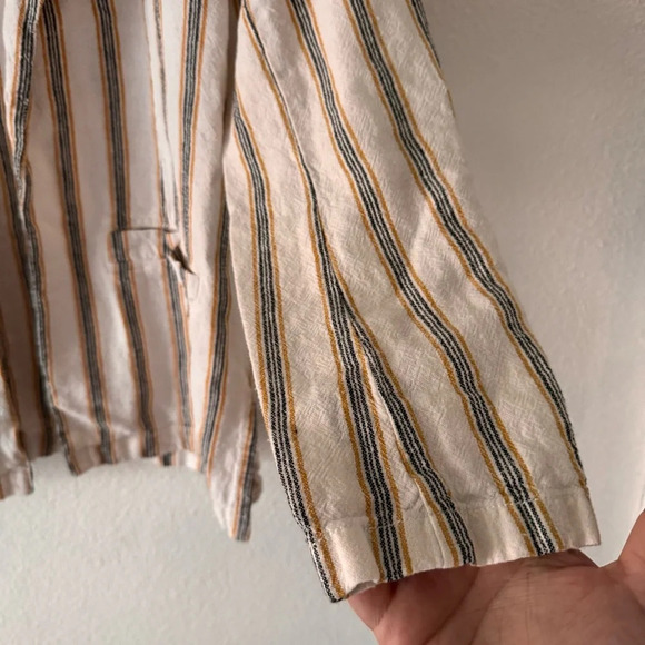 Linen Pinstripe Open Front Blazer Size Medium Style 114336 Casual Maurice’s - Picture 6 of 14